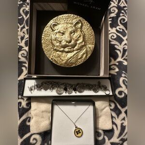 Michael Aram Gold Tiger zodiac and Mizzou Jewelry Set